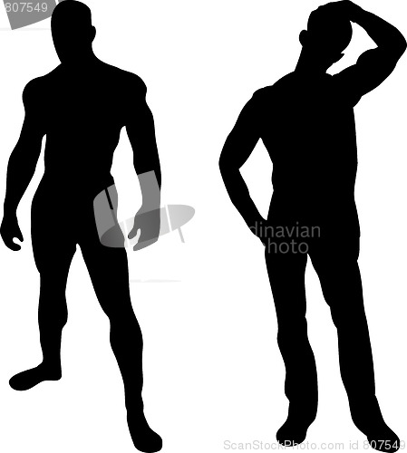 Image of 2 sexy men silhouettes on white background