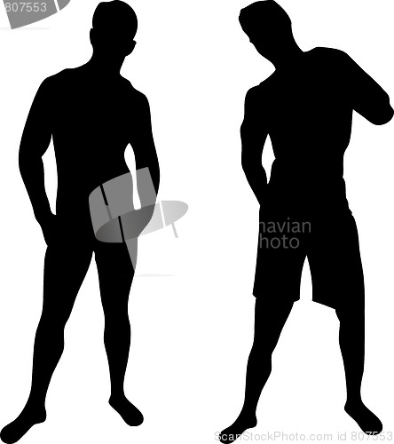 Image of 2 sexy men silhouettes on white background