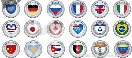 Image of Buttons Heart Shaped Flags