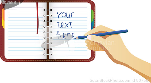 Image of Hand Writing on organizer