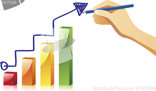 Image of Hand drawing an chart. Vector Image