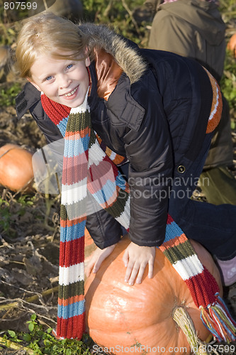 Image of Children on pumpkin field