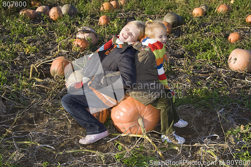 Image of Children on pumpkin field
