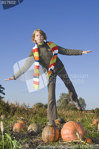 Image of Children on pumpkin field
