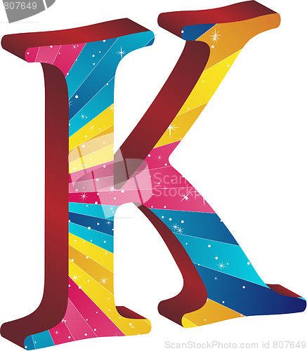 Image of Colored alphabet with stripes and stars