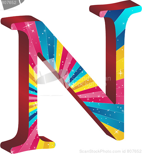 Image of Colored alphabet with stripes and stars