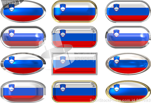 Image of twelve buttons of the Flag of Slovenia