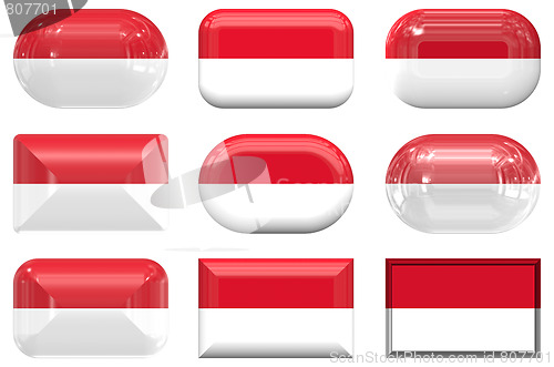 Image of nine glass buttons of the Flag of Indonesia