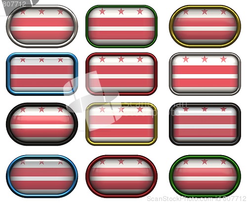 Image of 12 buttons of the Flag of Washington DC