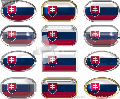 Image of 12 buttons of the Flag of Slovakia