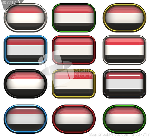 Image of twelve buttons of the Flag of Yemen