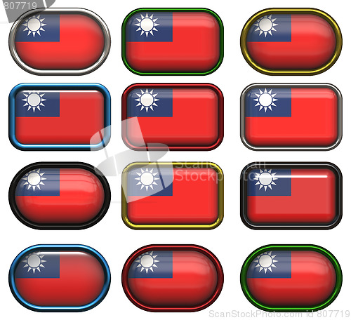 Image of twelve buttons of the Flag of Republic of China Taiwan