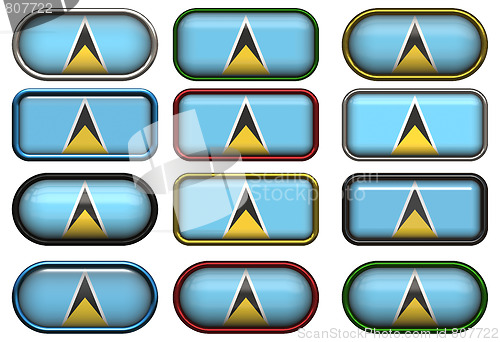 Image of twelve buttons of the Flag of Saint Lucia