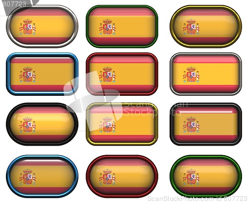 Image of 12 buttons of the Flag of Spain