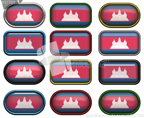 Image of twelve buttons of the Flag of Cambodia