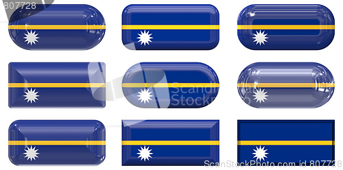 Image of nine glass buttons of the Flag of Nauru