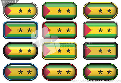 Image of twelve buttons of the Flag of Sao Tome and Principe