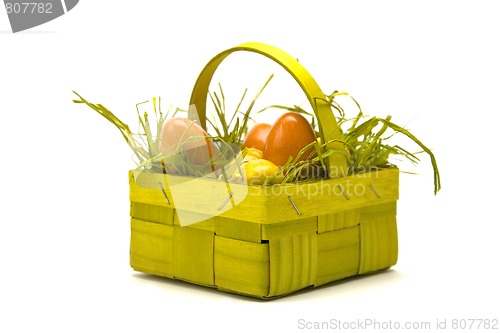 Image of Easter eggs and basket