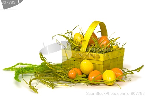 Image of Easter eggs and basket