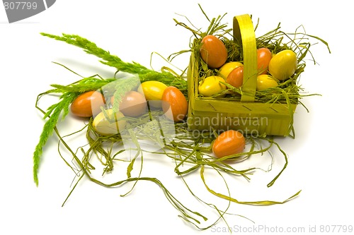 Image of Easter eggs and basket