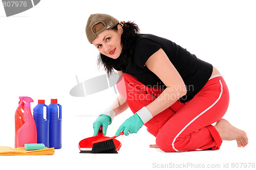 Image of  woman makes cleaning