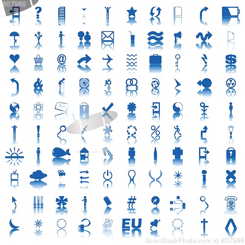 Image of 100 blue icons