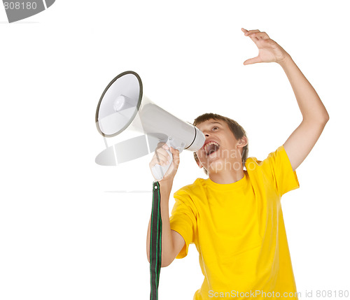 Image of boy yelling into a megaphone