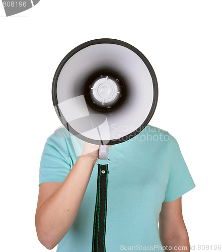 Image of talking into megaphone