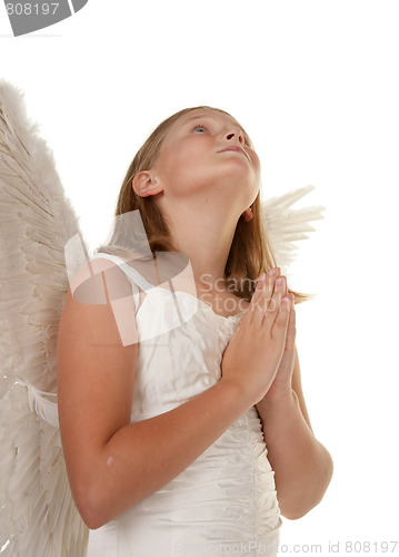 Image of young angel girl praying