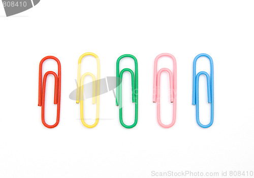 Image of Five color paperclips