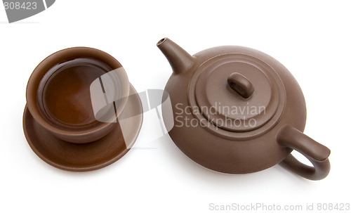 Image of The cup of tea and teapot