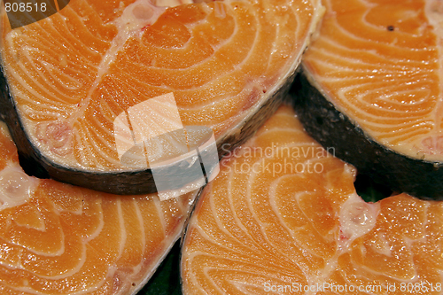 Image of Salmon steaks on the market