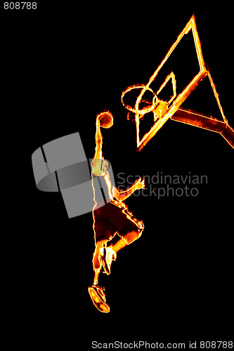 Image of Fiery Basketball Slam Dunk