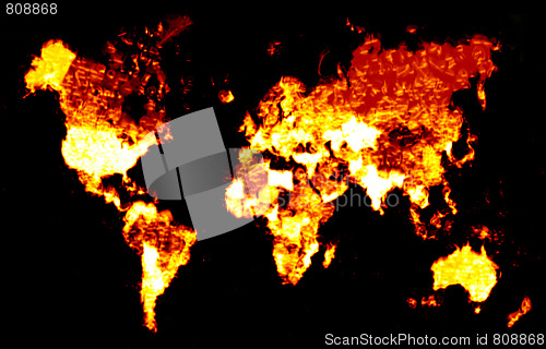 Image of Fiery World Map Illustration