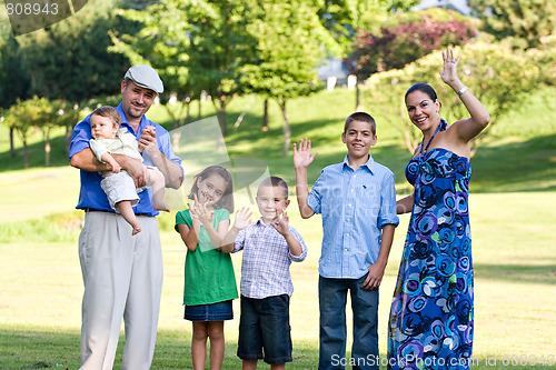 Image of Happy Waving Family