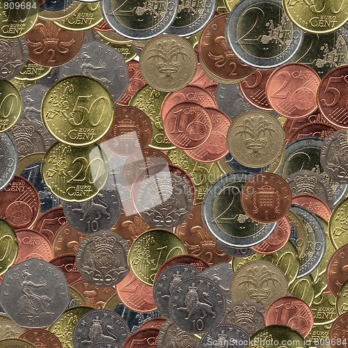 Image of Euro and Pound coins collage