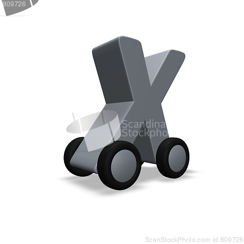 Image of letter x on wheels