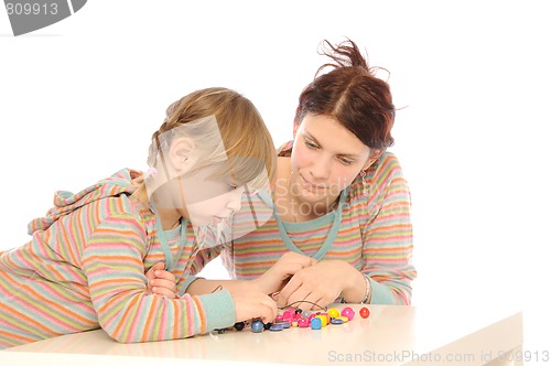 Image of making first necklace