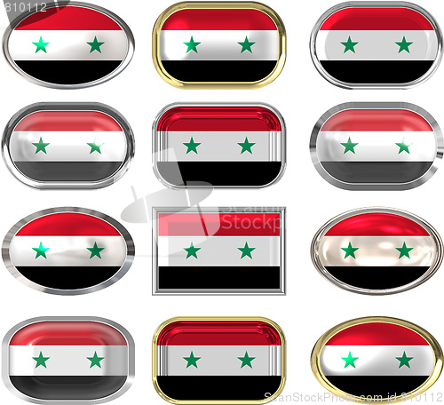 Image of twelve buttons of the Flag of Syria