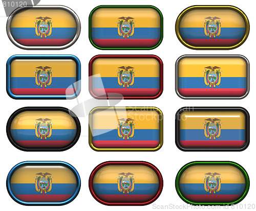 Image of twelve buttons of the Flag of Ecuador
