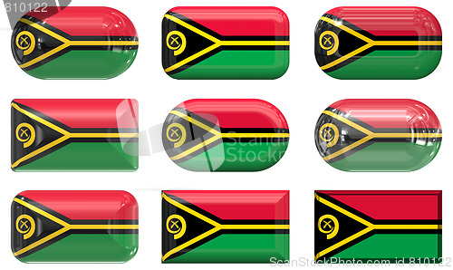 Image of nine glass buttons of the Flag of Vanuatu