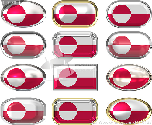 Image of twelve buttons of the Flag of Greenland