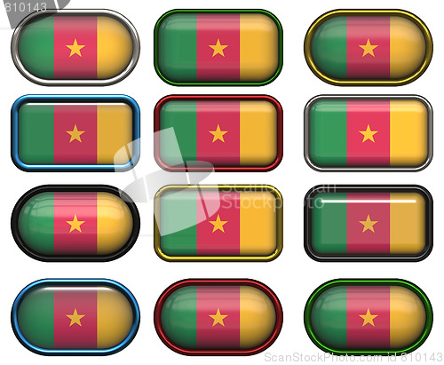 Image of twelve buttons of the Flag of Cameroon