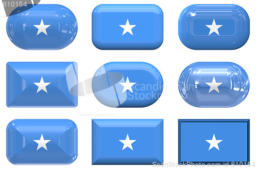 Image of nine glass buttons of the Flag of Somalia