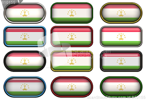Image of twelve buttons of the Flag of Tajikistan