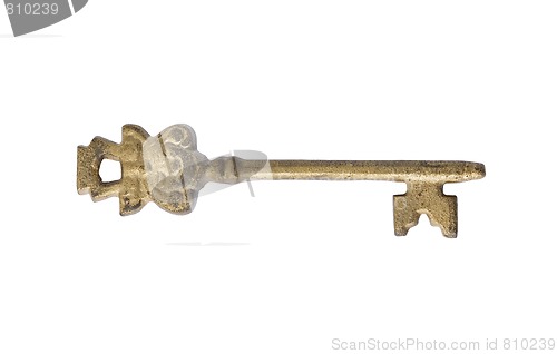 Image of Golden key isolated with path