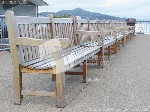 Image of Row of benches on wharf