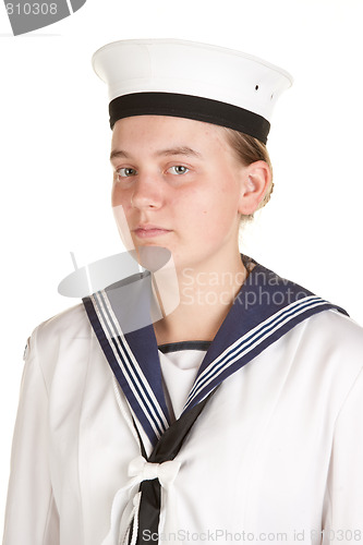 Image of young sailor isolated white background