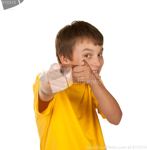 Image of its you boy pointing on white
