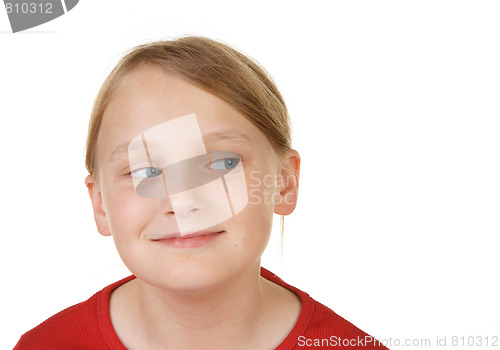 Image of girl looking at white copyspace